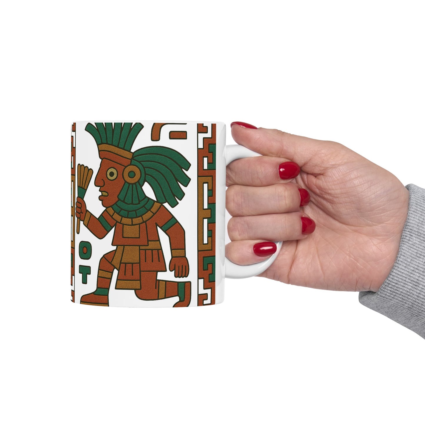 Ceramic Mug with Aztec Design, Coffee Lover's Gift, Unique Kitchenware, Boho Home Decor, Ethnic Art Mug, aztec