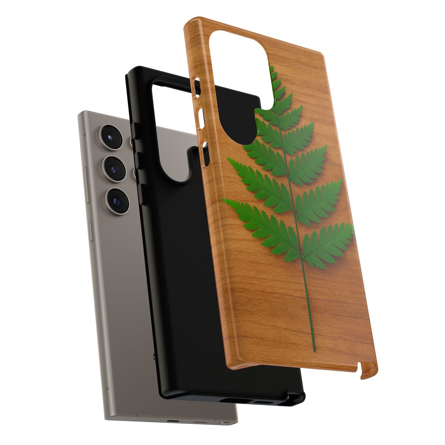 Wooden Fern Phone Case - Eco-Friendly Tough Cases for Nature Lovers, Unique Gift, Customizable Design, Nature-Themed Accessories