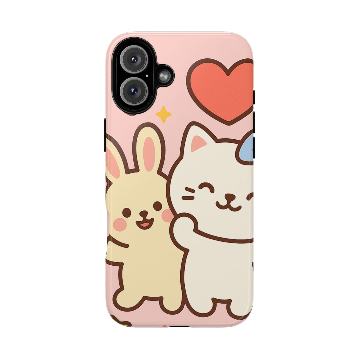 Cute Animal Phone Case -Tough Cases with Bunny and Cat Design, Kawaii Gift for Kids, Birthday, Everyday Use, Phone Accessories, teenage girl