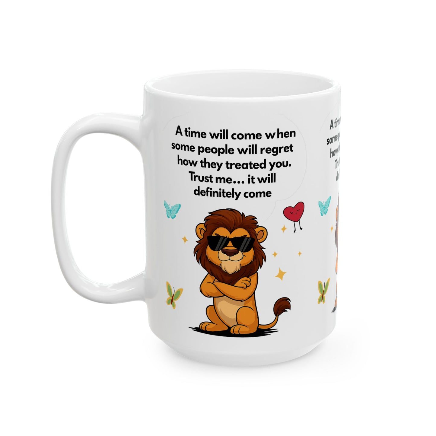 Confident Lion Quote Mug | Gift for Friends, Motivational Ceramic Mug, Cute Animal Design, Coffee Tea Cup, Positive Vibes