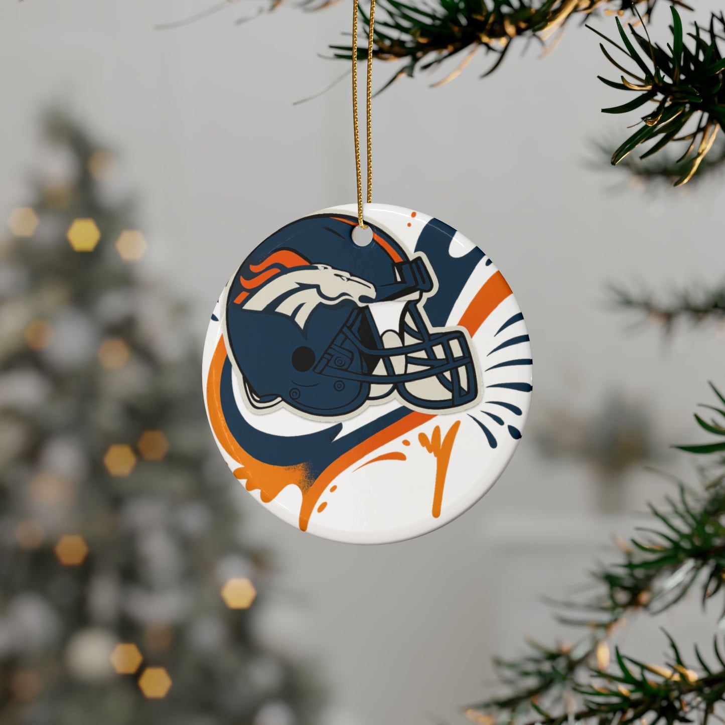 Denver Broncos Ceramic Ornaments | Sports Tree Decor | Holiday Gifts | Fan Decorations | Christmas Ornaments