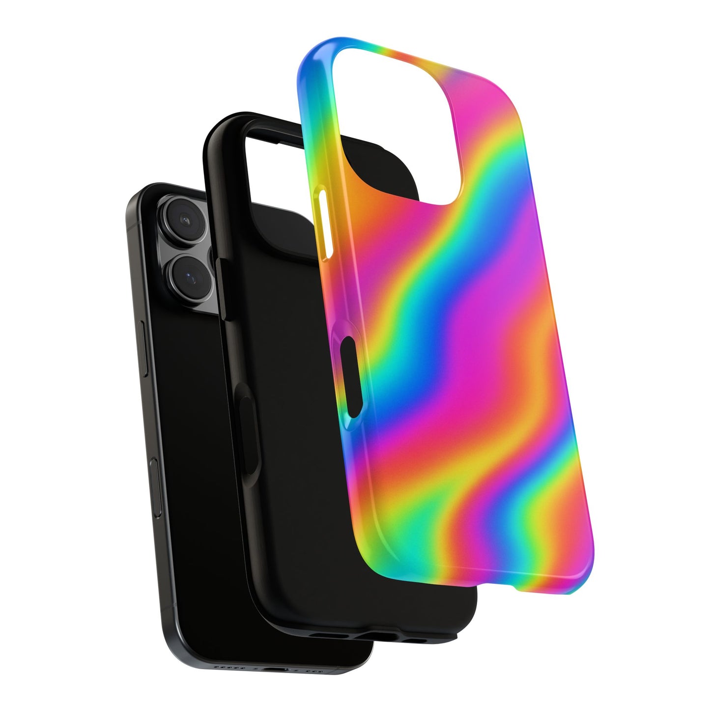 Rainbow Wavy Phone Case - Colorful Tough Cases for Stylish Protection, LGBTQ+ Pride Gift, Trendy Phone Accessory, Birthday, Holiday Present