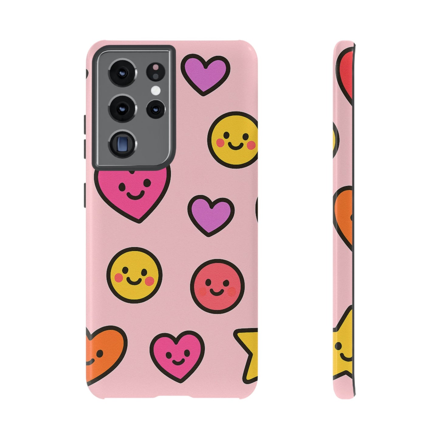 Cute Phone Case with Smiley Faces and Hearts, Fun Gift for Kids and Teens, Cellphone Protector, Birthday Present, Cute Accessories