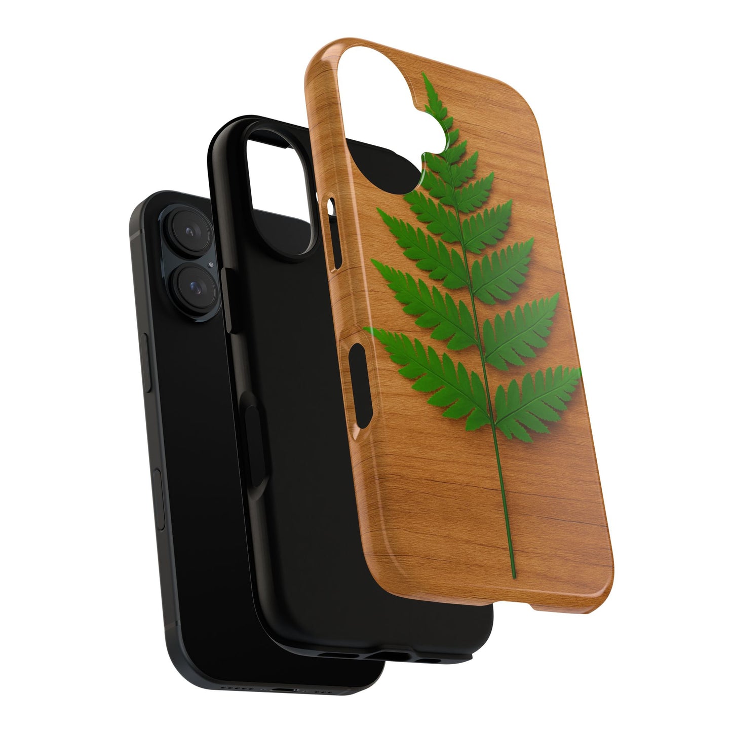 Wooden Fern Phone Case - Eco-Friendly Tough Cases for Nature Lovers, Unique Gift, Customizable Design, Nature-Themed Accessories