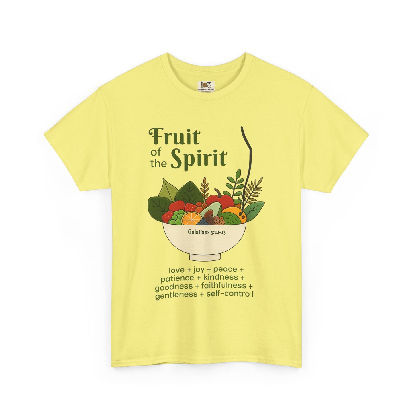 Spiritual Fruit Tee, Unisex Heavy Cotton Shirt, Motivational Gift for Christians, Faith Inspired Apparel, Kindness & Peace Shirt