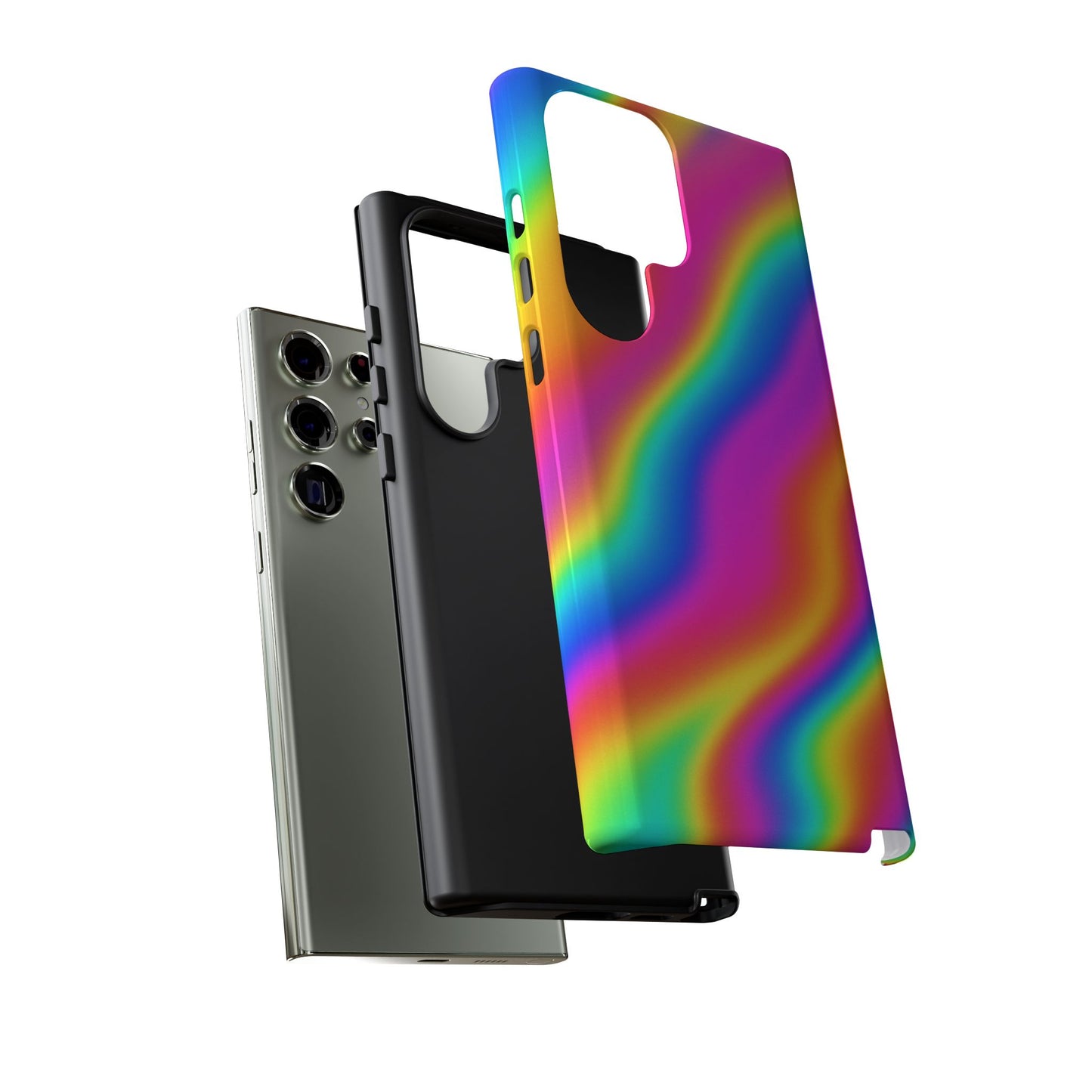 Rainbow Wavy Phone Case - Colorful Tough Cases for Stylish Protection, LGBTQ+ Pride Gift, Trendy Phone Accessory, Birthday, Holiday Present