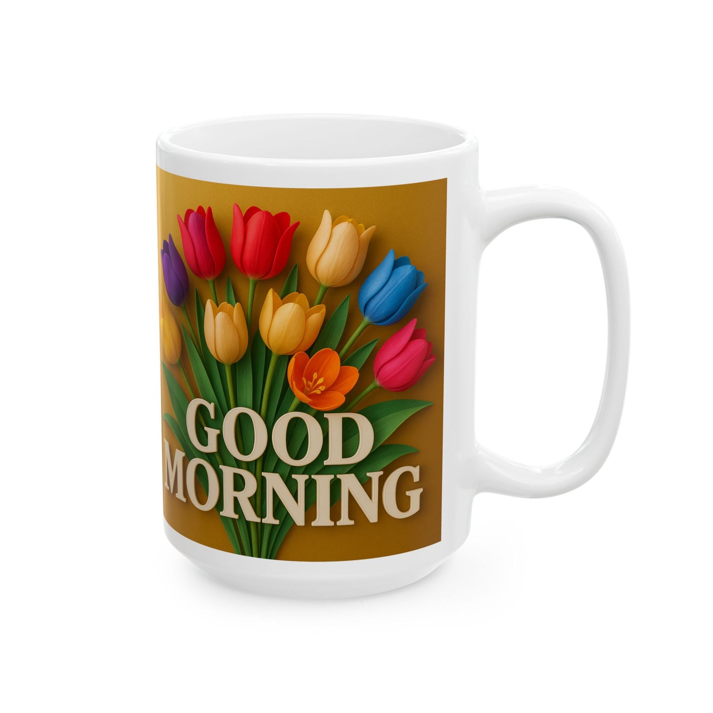 Bright Floral 'Good Morning' Ceramic Mug - Perfect for Gifts, Home Decor, [...]