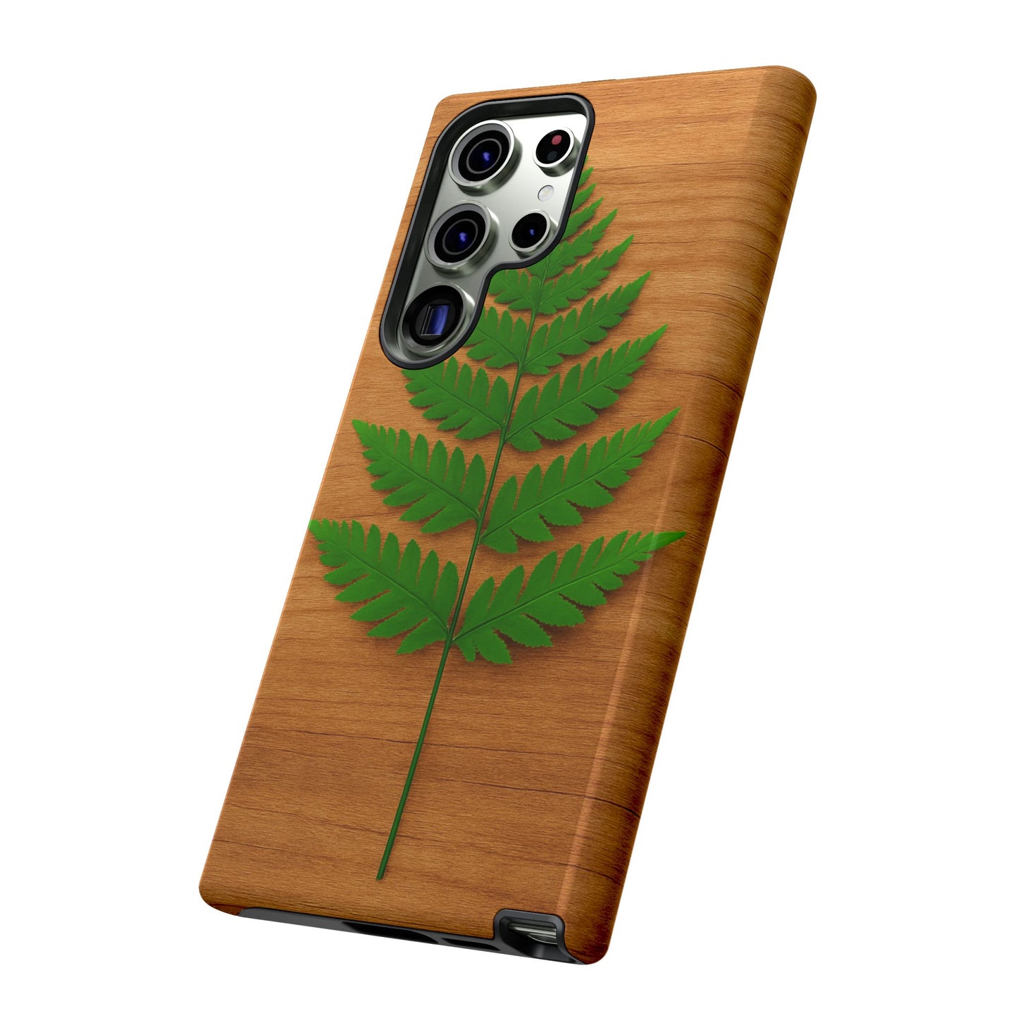 Wooden Fern Phone Case - Eco-Friendly Tough Cases for Nature Lovers, Unique Gift, Customizable Design, Nature-Themed Accessories