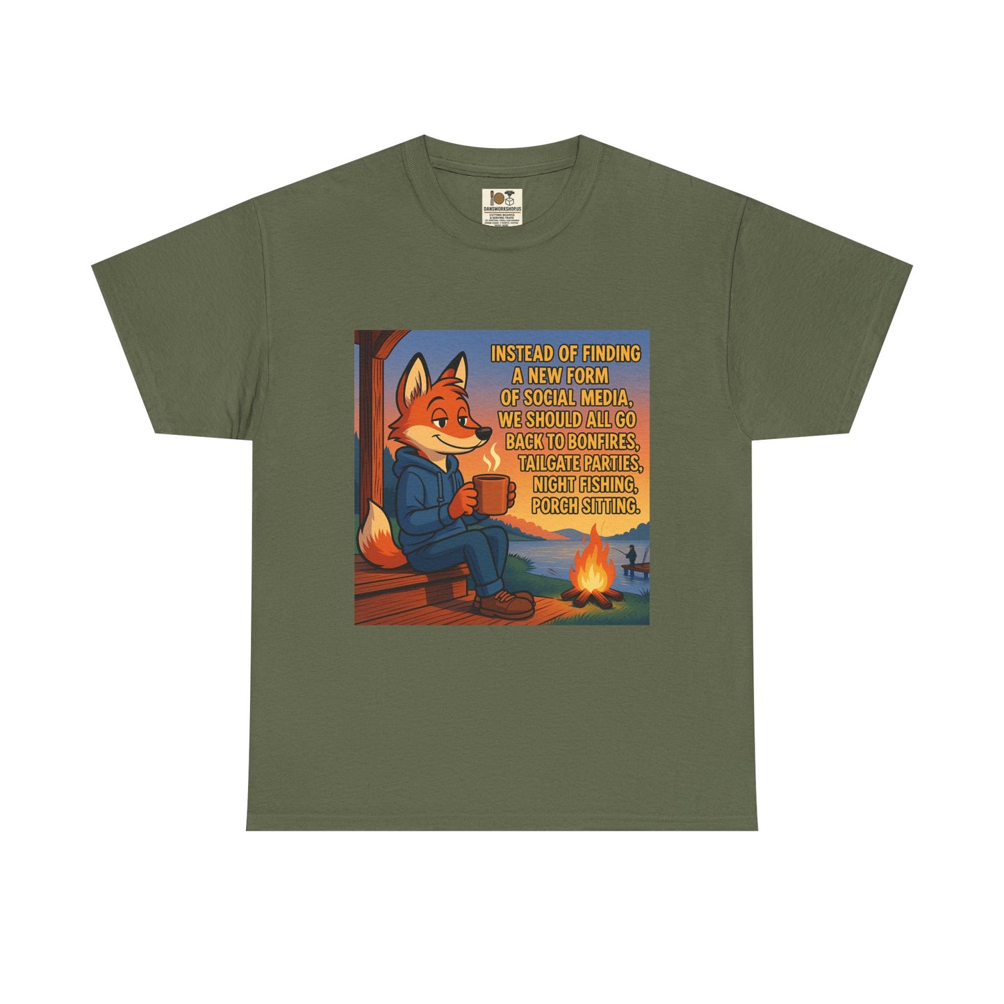 Cozy Campfire Fox Tee, Relaxing T-Shirt for Nature Lovers, Outdoor Adventure Shirt, Fox Lover Gift, Casual Cozy Wear
