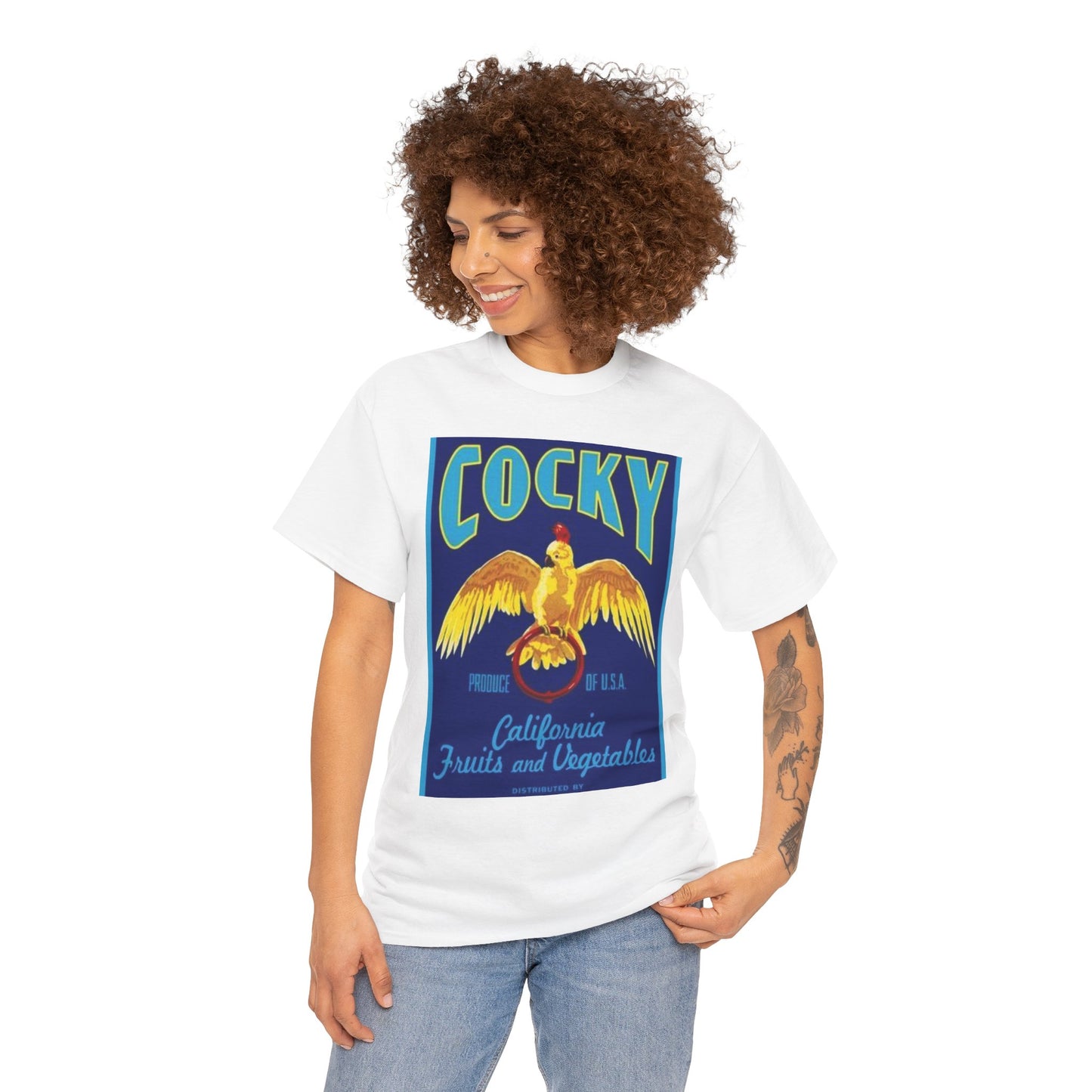Vintage-Inspired Cocky Tee, Retro Graphic Tee, Casual Unisex Shirt, Gift for Bird Lovers, Summer Style Top, Nostalgic Clothes