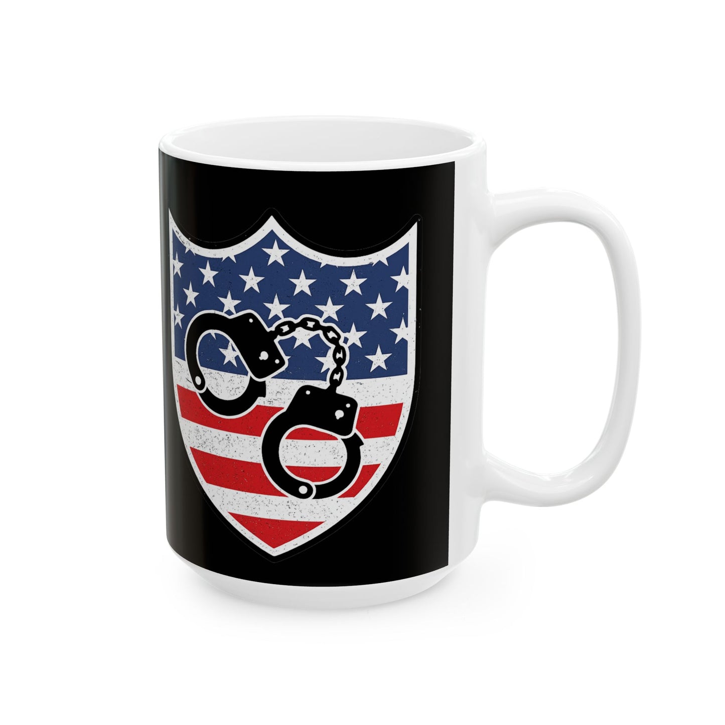 Patriotic Ceramic Mug for Police Supporters, Veteran Gift, Law Enforcement Coffee Cup, Independence Day, 11oz 15oz