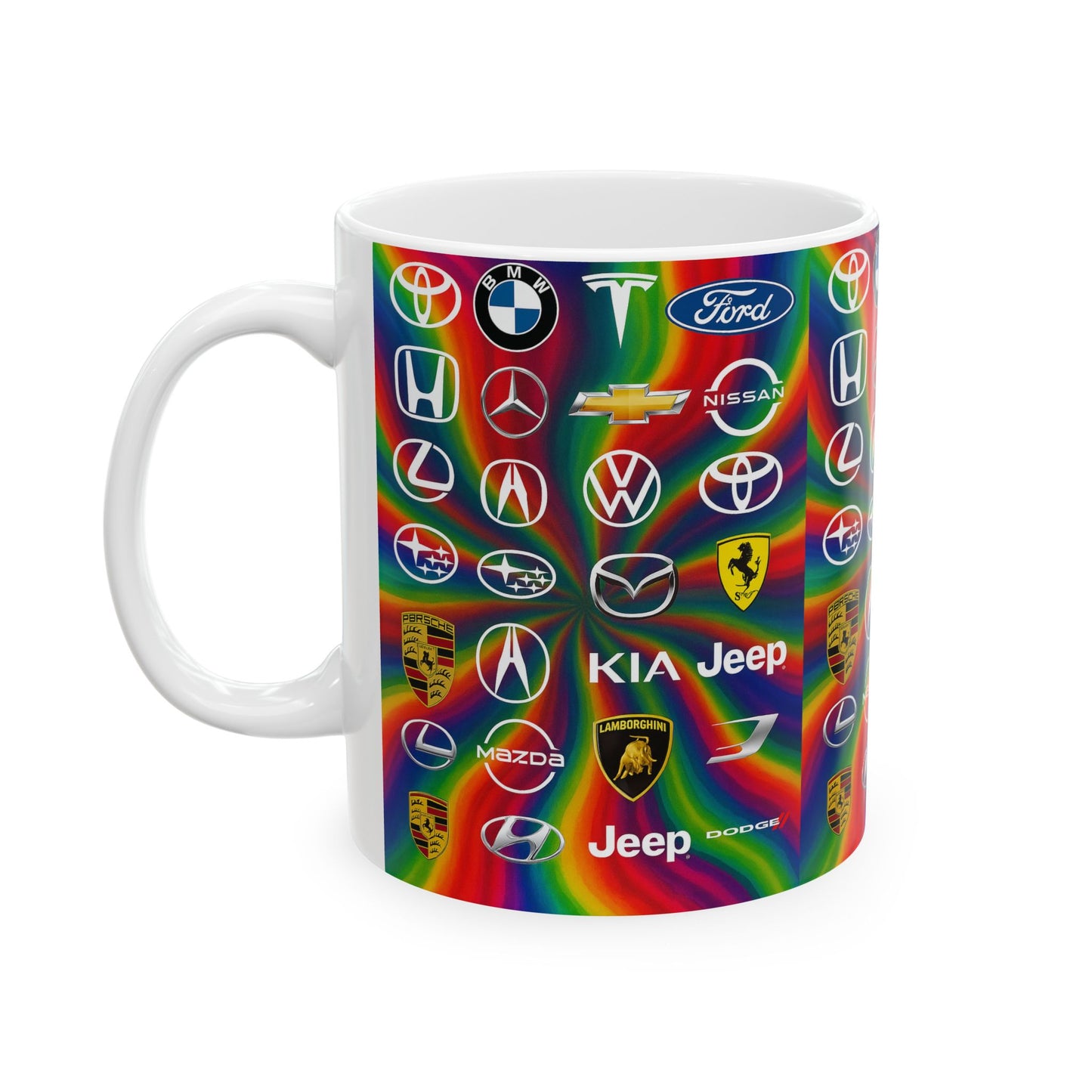 Vibrant Auto Enthusiast Ceramic Mug | Car Logo Collection, Unique Gift for Car Lovers, Rainbow Design, 11oz & 15oz Sizes, Perfect for [...]