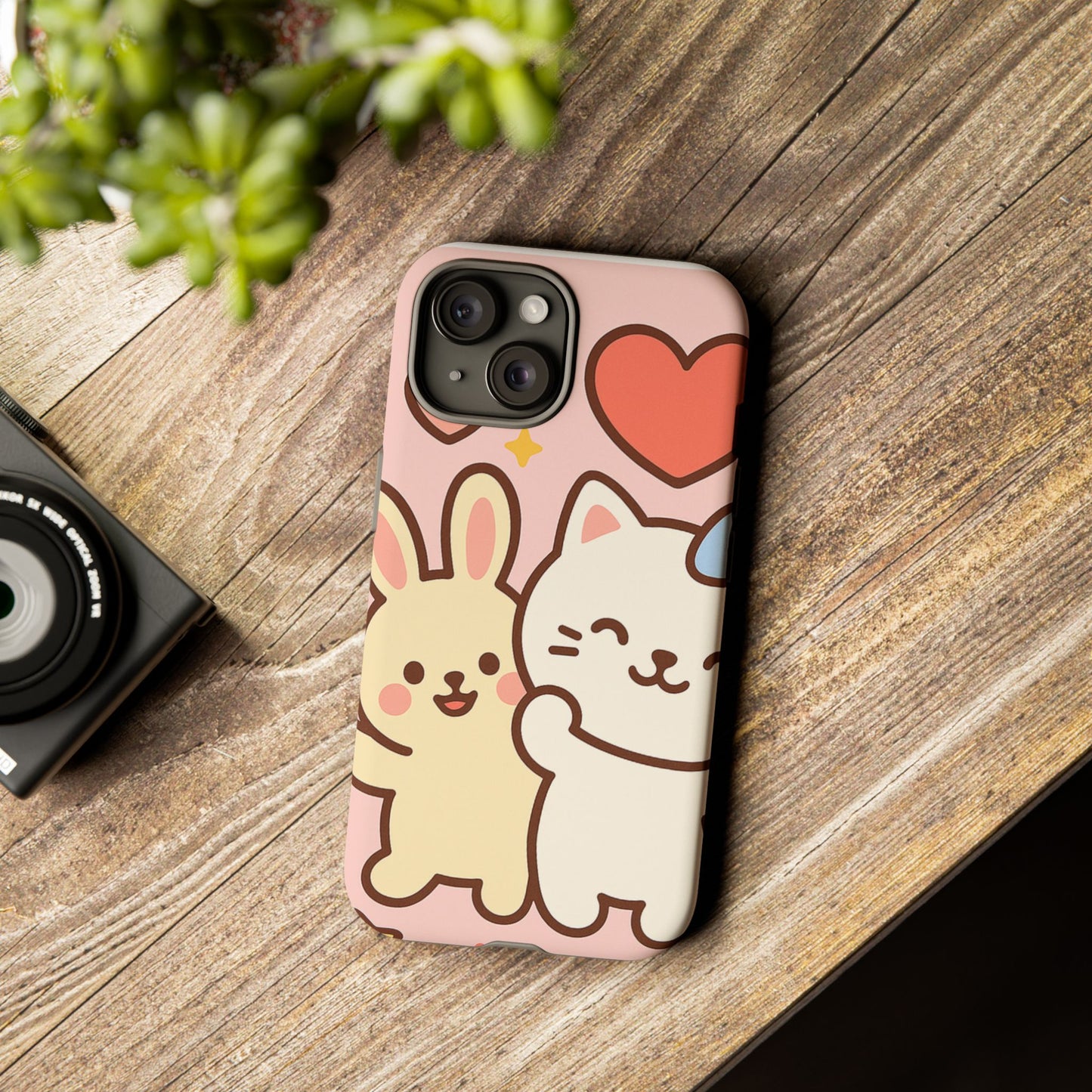 Cute Animal Phone Case -Tough Cases with Bunny and Cat Design, Kawaii Gift for Kids, Birthday, Everyday Use, Phone Accessories, teenage girl