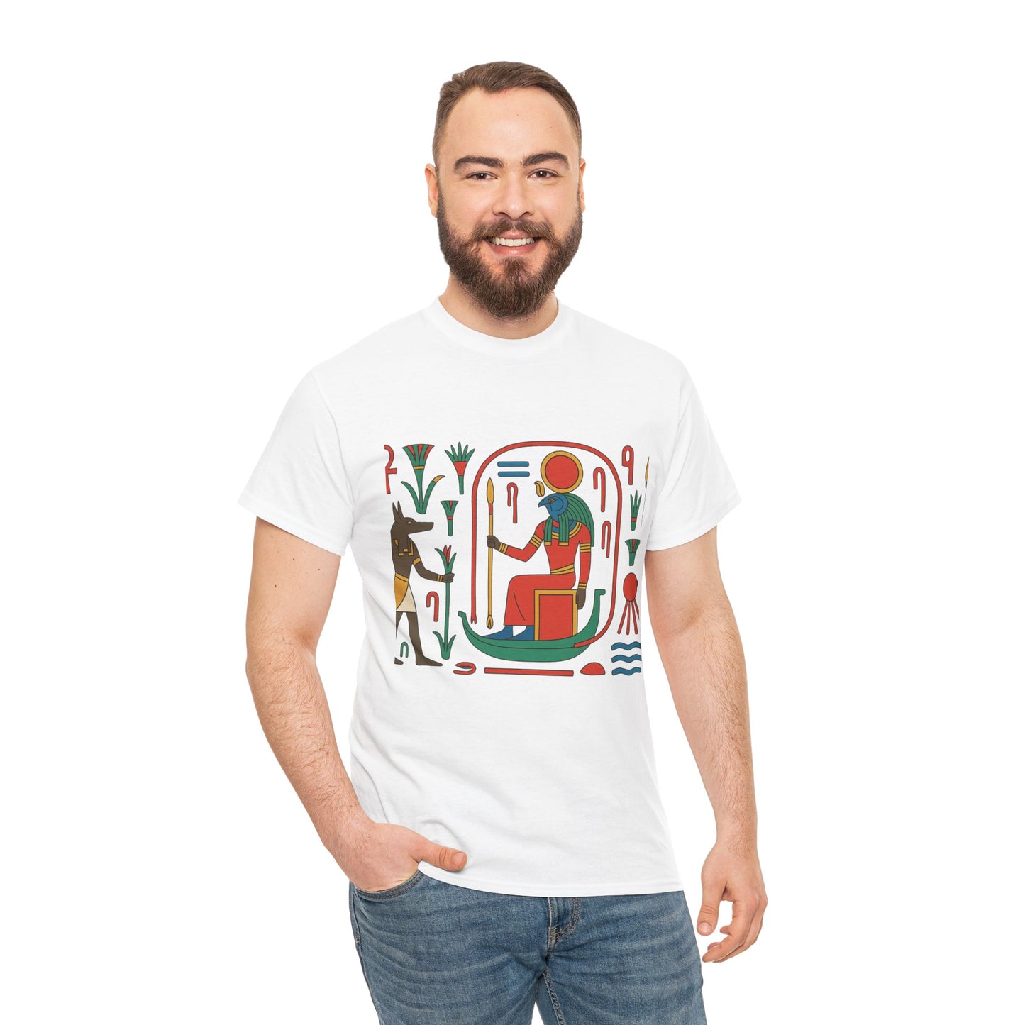 Egyptian Mythology Unisex Heavy Cotton Tee, Graphic T-Shirt, Vintage Style, Unique Gift, Summer Fashion, Casual Wear, Graphic Tee, Egyptian