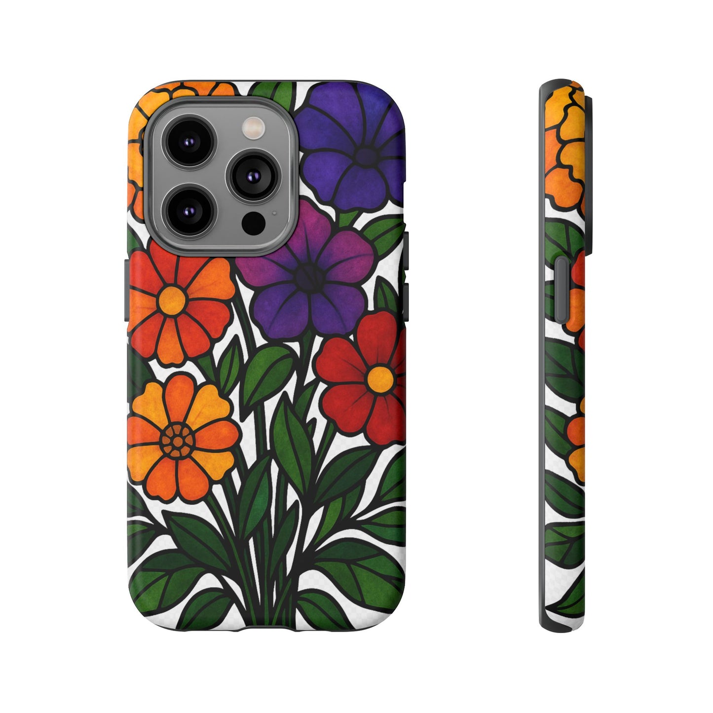 Floral Phone Case, Tough Cases with Colorful Flower Design, Gift for Flower Lovers, Summer Accessories, Trendy Phone Cover