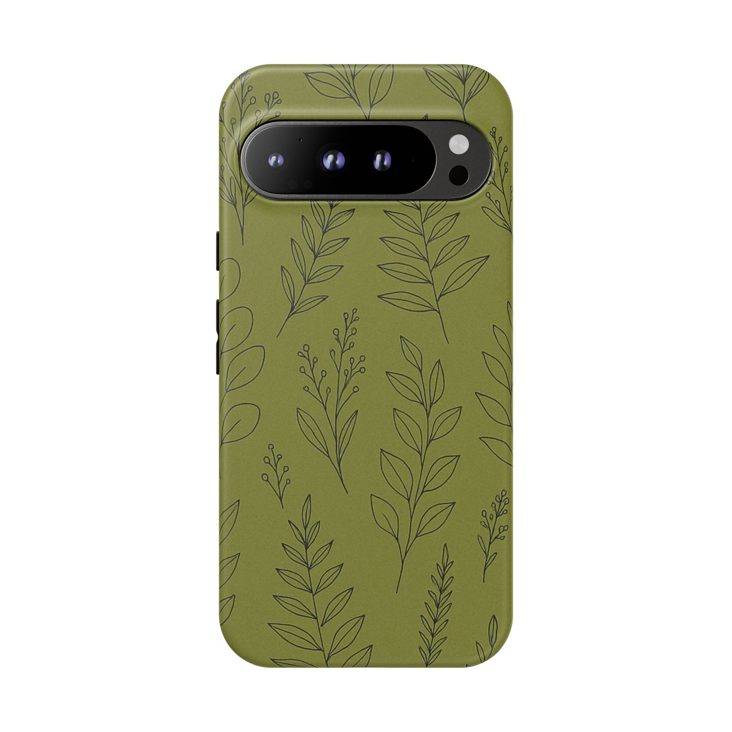 Stylish Phone Case, Botanical Design, Tough Phone Cover, Green Floral Case, Nature Inspired Gift, Eco-Friendly Accessory