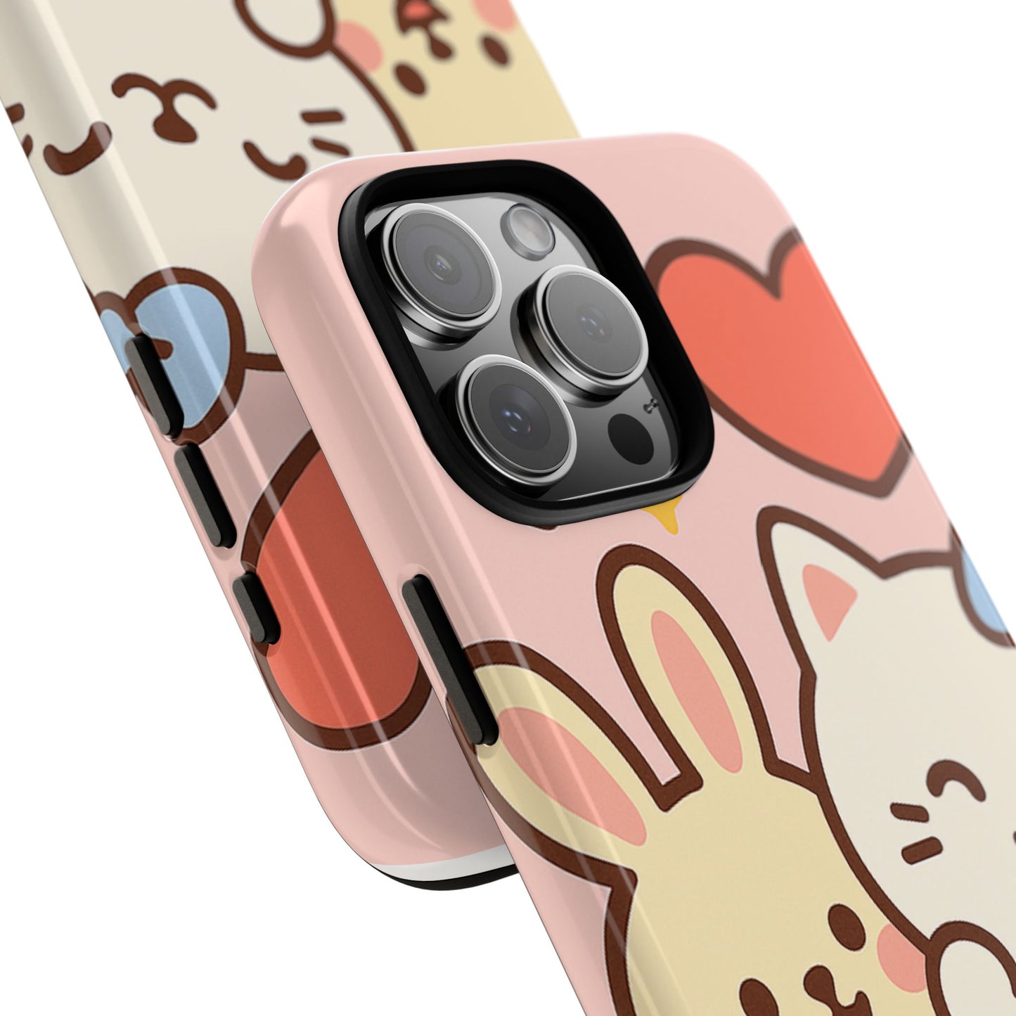 Cute Animal Phone Case -Tough Cases with Bunny and Cat Design, Kawaii Gift for Kids, Birthday, Everyday Use, Phone Accessories, teenage girl