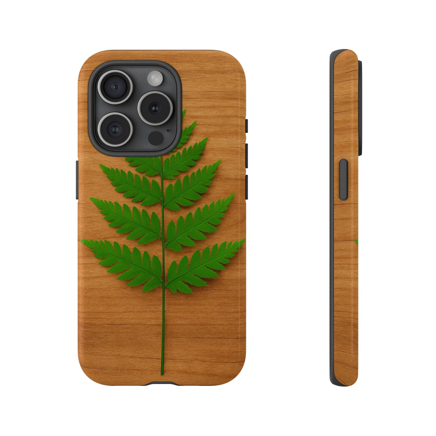 Wooden Fern Phone Case - Eco-Friendly Tough Cases for Nature Lovers, Unique Gift, Customizable Design, Nature-Themed Accessories