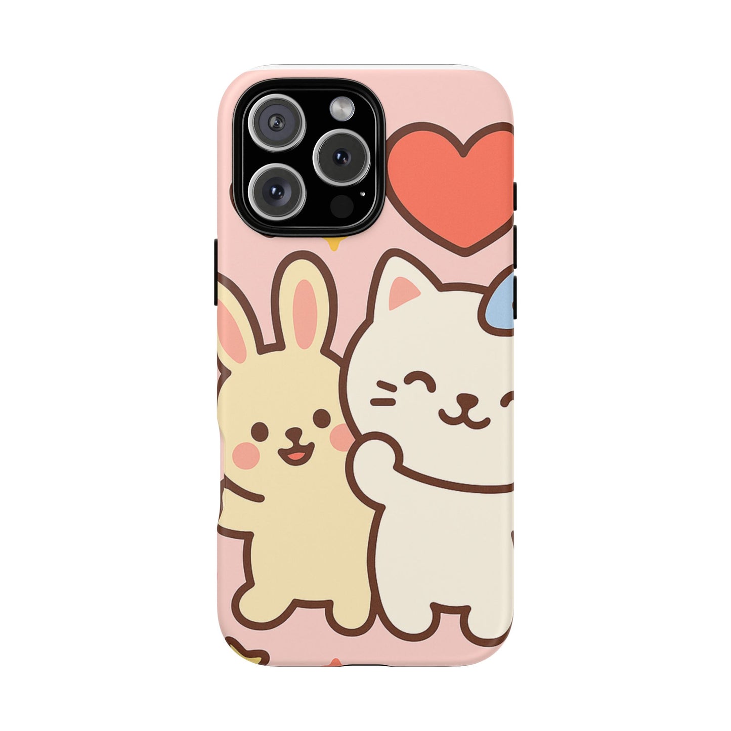 Cute Animal Phone Case -Tough Cases with Bunny and Cat Design, Kawaii Gift for Kids, Birthday, Everyday Use, Phone Accessories, teenage girl