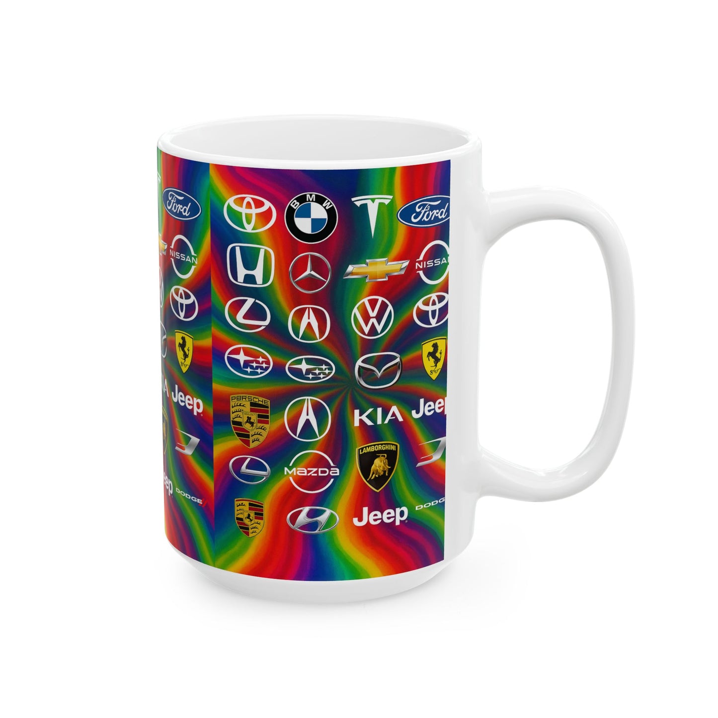 Vibrant Auto Enthusiast Ceramic Mug | Car Logo Collection, Unique Gift for Car Lovers, Rainbow Design, 11oz & 15oz Sizes, Perfect for [...]