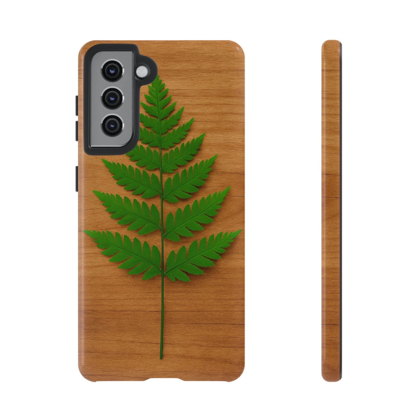 Wooden Fern Phone Case - Eco-Friendly Tough Cases for Nature Lovers, Unique Gift, Customizable Design, Nature-Themed Accessories