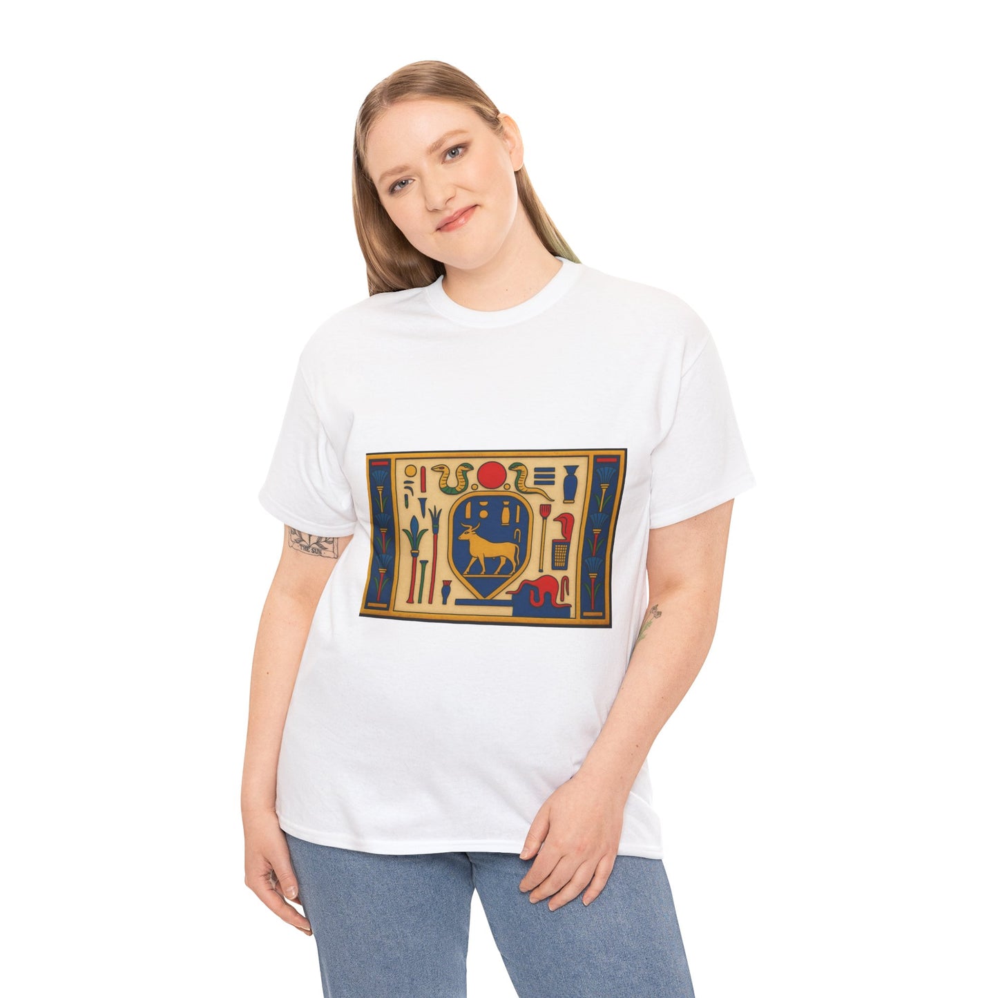 Egyptian Hieroglyphs Unisex Heavy Cotton Tee, Graphic Tee, Casual Wear, Gift Idea, Unique Shirt, Summer Style