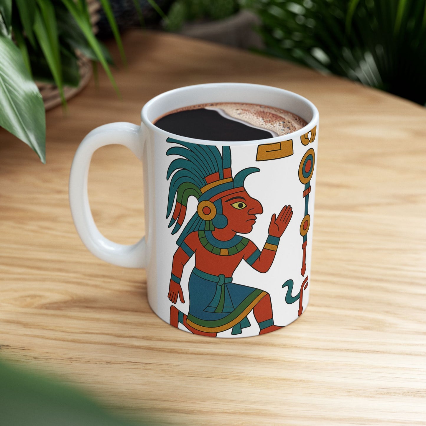 Vibrant Aztec Themed Ceramic Mug | Unique Gift for Coffee Lovers, Art Collectors, Home Decor, Cultural Enthusiasts, Birthday and Holidays, Aztec