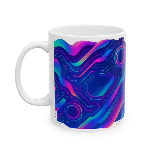 Colorful Circuit Pattern Ceramic Mug | Tech Gift, Coffee Cup, Unique Mug, Geeky Kitchenware, Home Decor