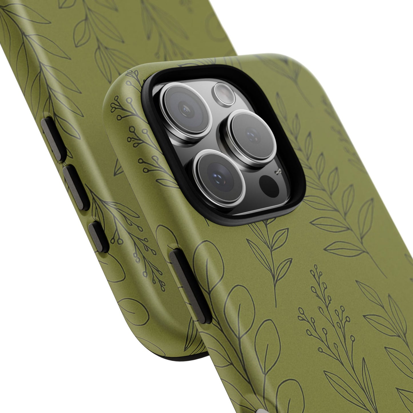 Stylish Phone Case, Botanical Design, Tough Phone Cover, Green Floral Case, Nature Inspired Gift, Eco-Friendly Accessory