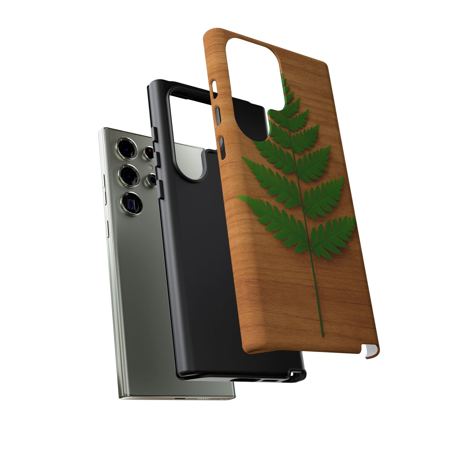 Wooden Fern Phone Case - Eco-Friendly Tough Cases for Nature Lovers, Unique Gift, Customizable Design, Nature-Themed Accessories