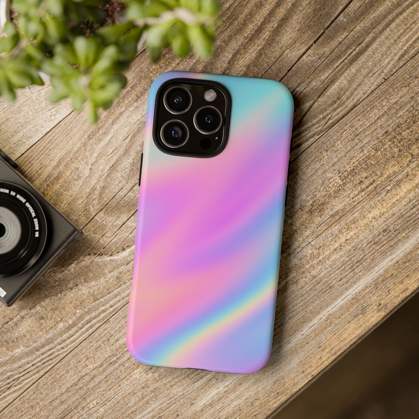 Colorful Holographic Phone Case, Tough Cases for iPhone, Trendy Phone Cover, Unique Gift for Her, Pastel Phone Accessory