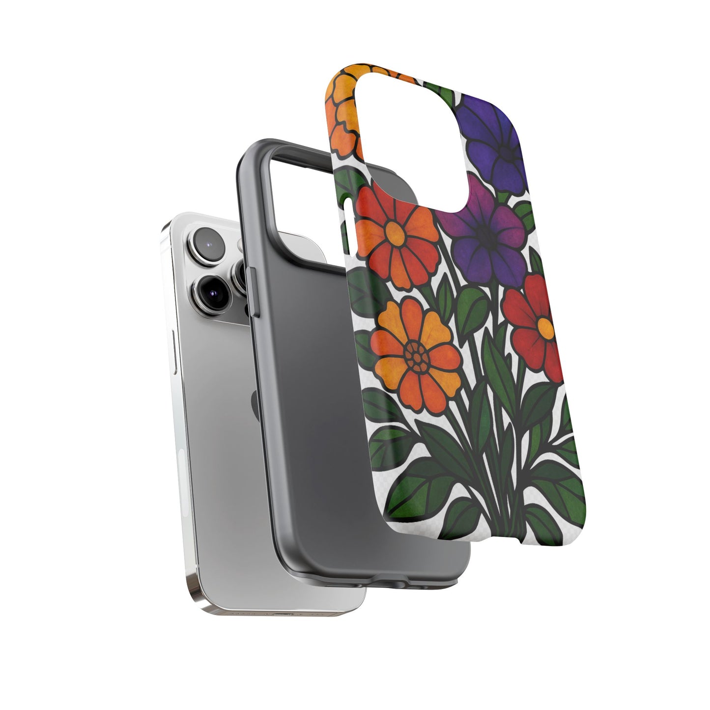 Floral Phone Case, Tough Cases with Colorful Flower Design, Gift for Flower Lovers, Summer Accessories, Trendy Phone Cover