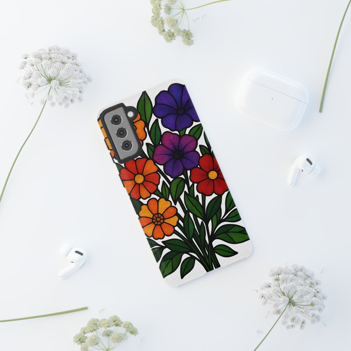 Floral Phone Case, Tough Cases with Colorful Flower Design, Gift for Flower Lovers, Summer Accessories, Trendy Phone Cover