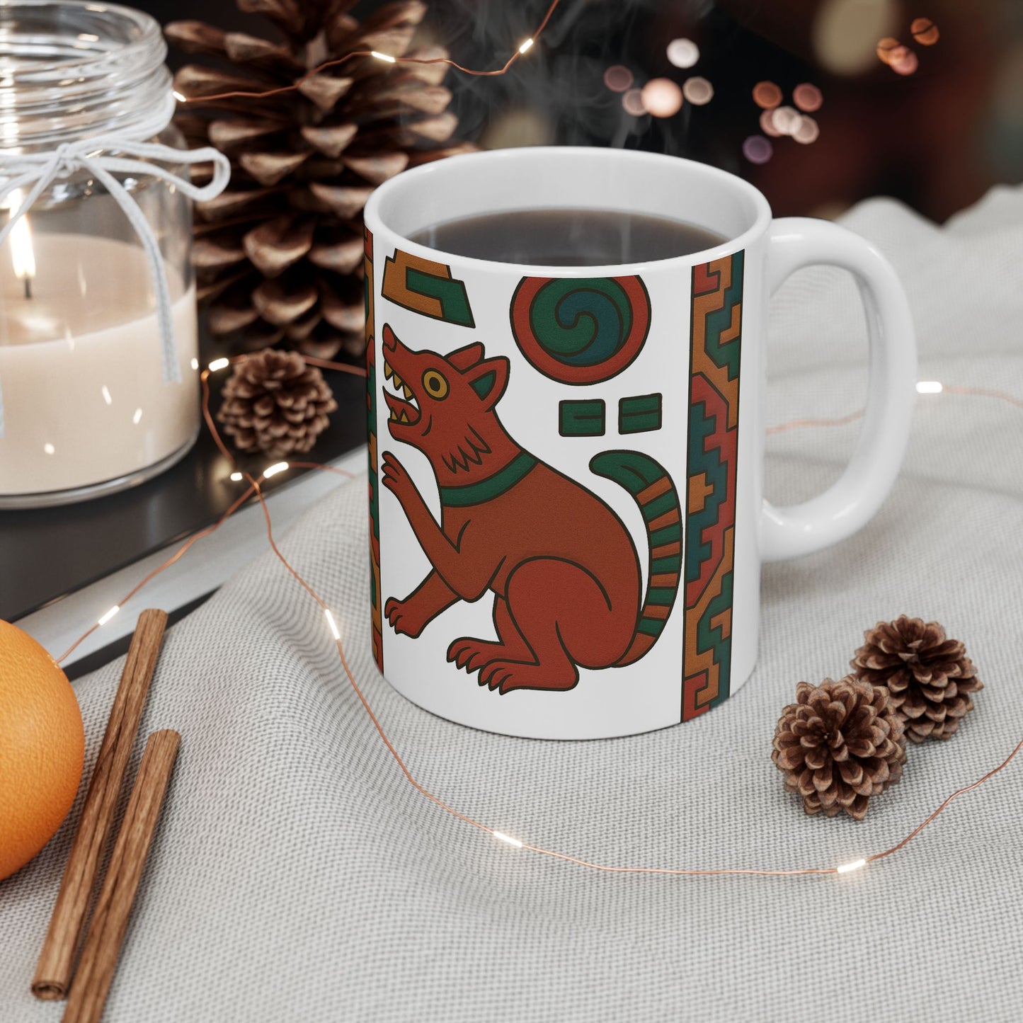 Aztec-Themed Ceramic Mug - Unique Art for Home, Gift for Coffee Lovers, Cultural Gift, Kitchen Decor, Tea Mug, aztec