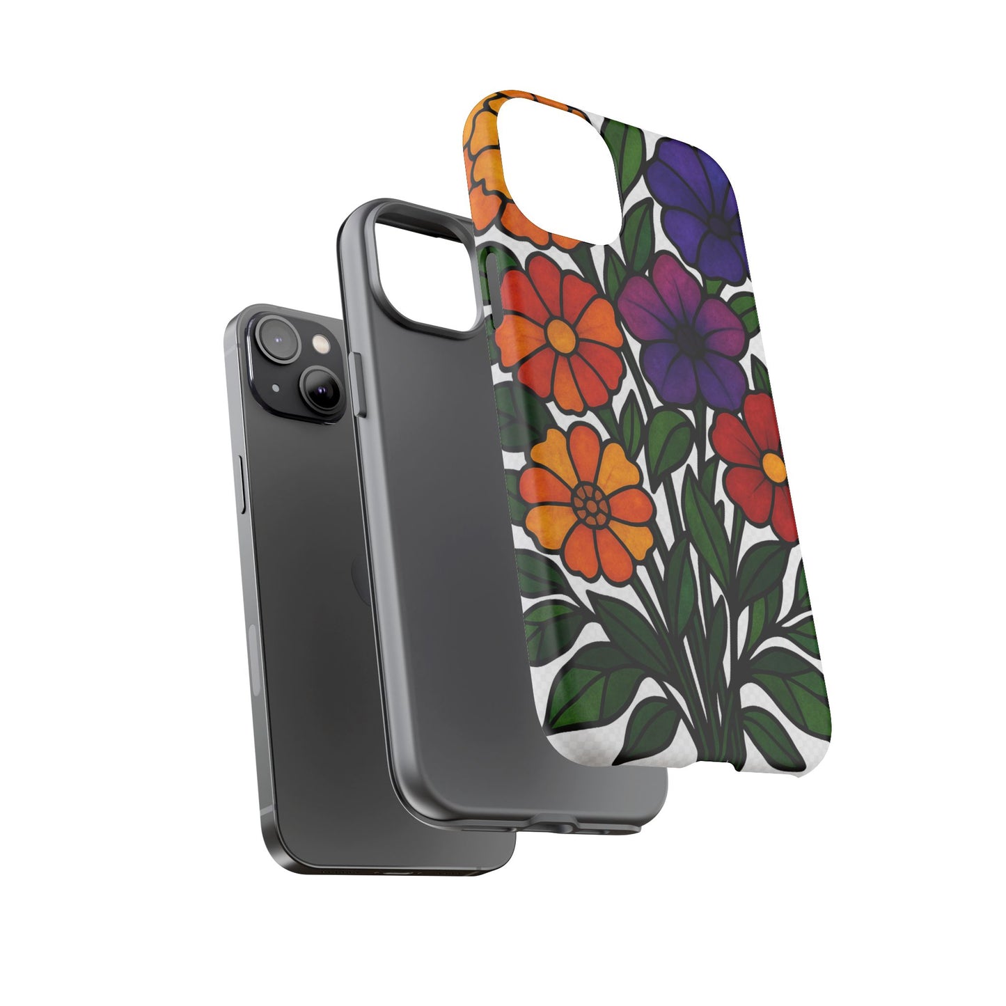 Floral Phone Case, Tough Cases with Colorful Flower Design, Gift for Flower Lovers, Summer Accessories, Trendy Phone Cover