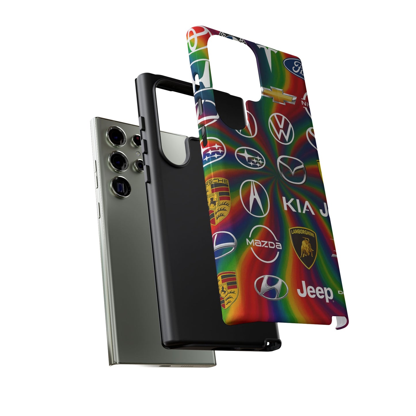 Colorful Car Logos Phone Case - Vibrant Tough Cases for Auto Enthusiasts, Unique Gift for Birthdays, Car Events, and Holidays