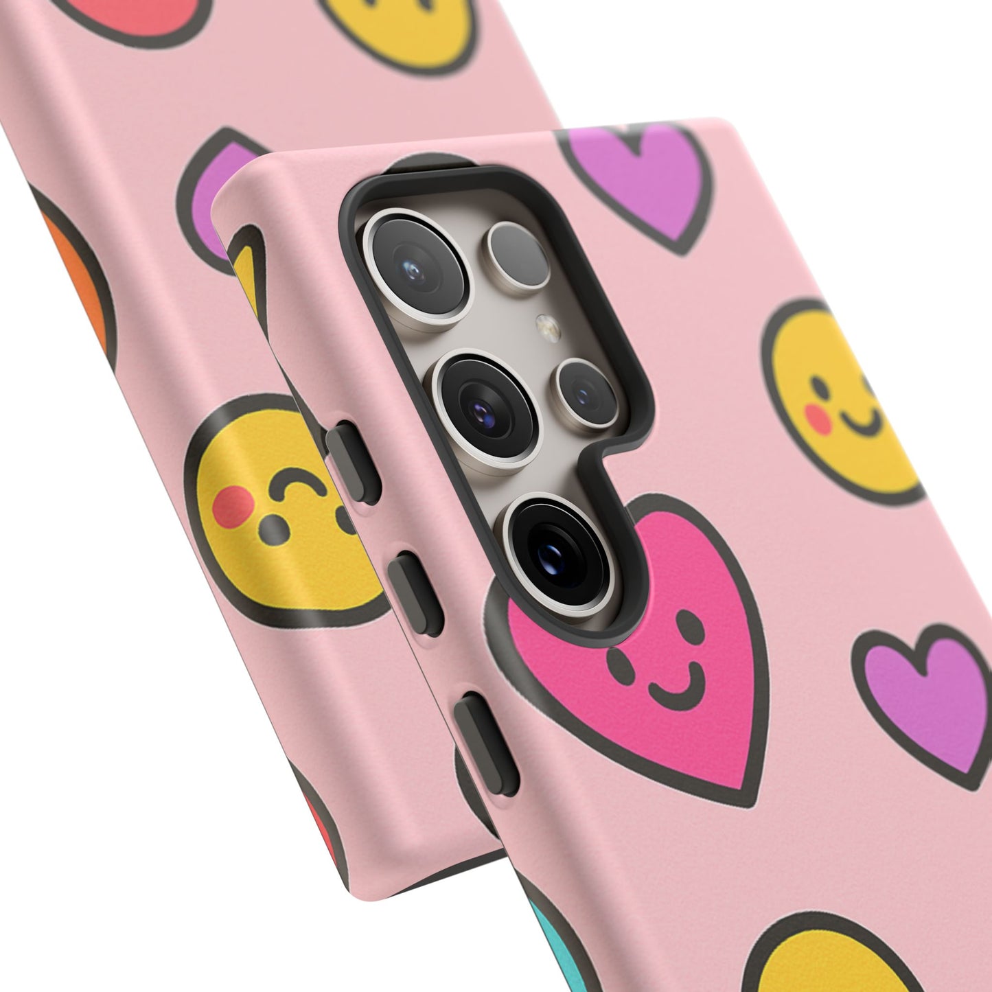 Cute Phone Case with Smiley Faces and Hearts, Fun Gift for Kids and Teens, Cellphone Protector, Birthday Present, Cute Accessories