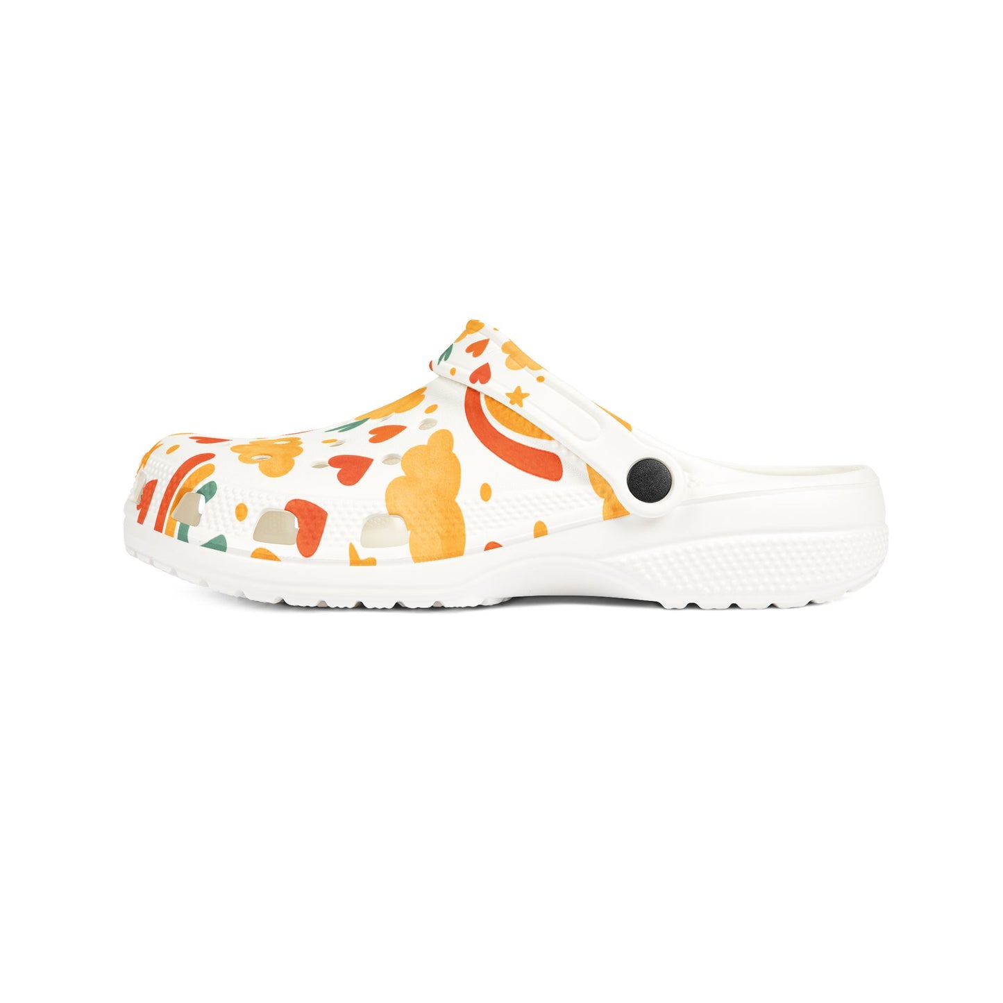 Vibrant EVA Foam Crocs – Fun Rainbow & Heart Design, Slip-On Comfort Shoes, Perfect for Summer Fun, Gardening, Holidays, Gifts