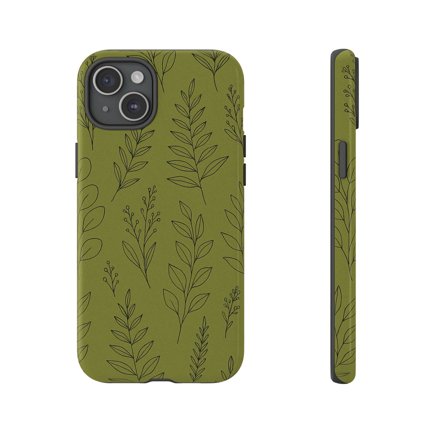 Stylish Phone Case, Botanical Design, Tough Phone Cover, Green Floral Case, Nature Inspired Gift, Eco-Friendly Accessory