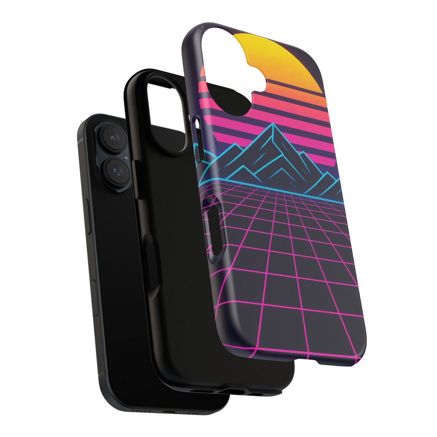 Retro Sunset Phone Case, Vintage Neon Case, 80s Aesthetic Cover, Gift for Tech Lovers, Unique Phone Accessories
