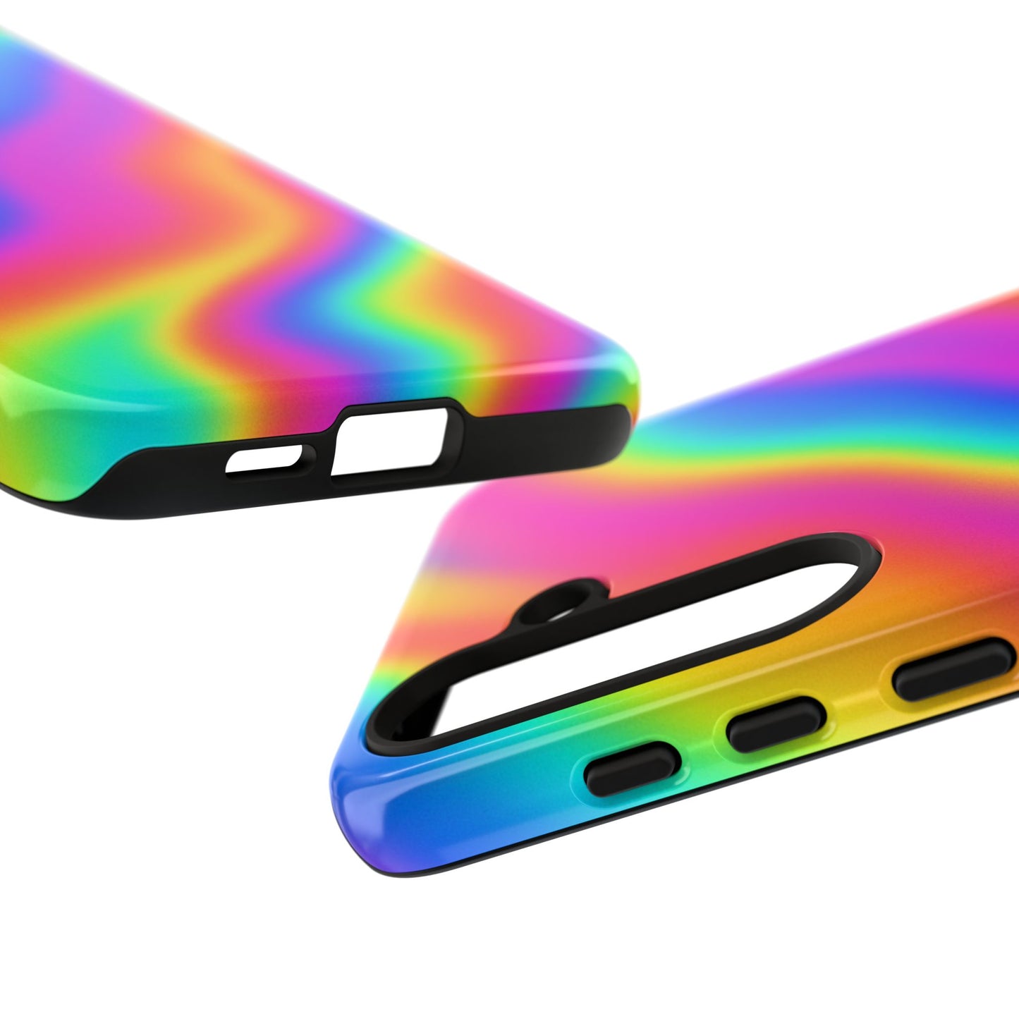 Rainbow Wavy Phone Case - Colorful Tough Cases for Stylish Protection, LGBTQ+ Pride Gift, Trendy Phone Accessory, Birthday, Holiday Present