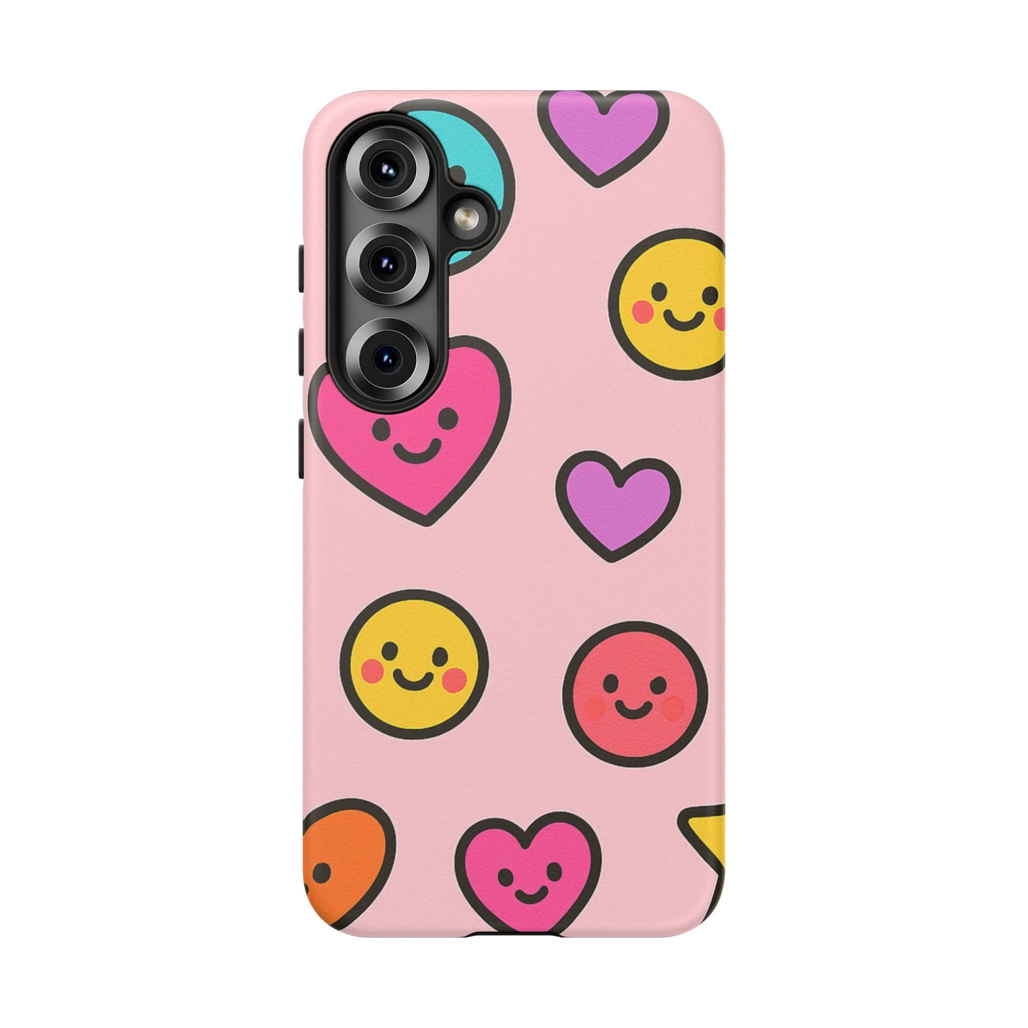 Cute Phone Case with Smiley Faces and Hearts, Fun Gift for Kids and Teens, Cellphone Protector, Birthday Present, Cute Accessories
