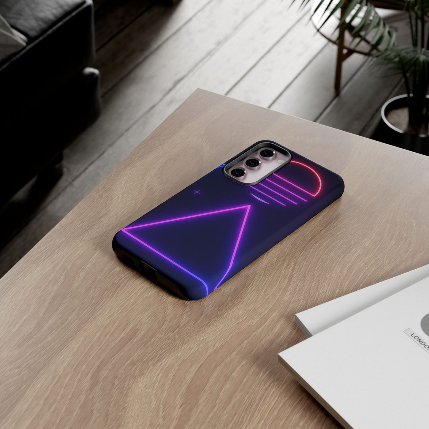 Retro Neon Phone Case, Tough Cases for iPhone, 80s Aesthetic Phone Cover, Abstract Neon Design, Gift for Tech Lovers