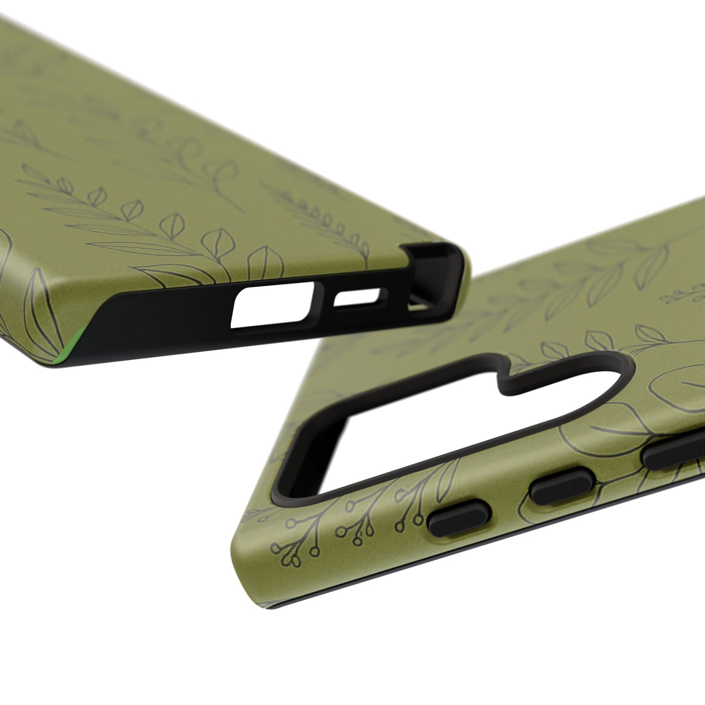 Stylish Phone Case, Botanical Design, Tough Phone Cover, Green Floral Case, Nature Inspired Gift, Eco-Friendly Accessory