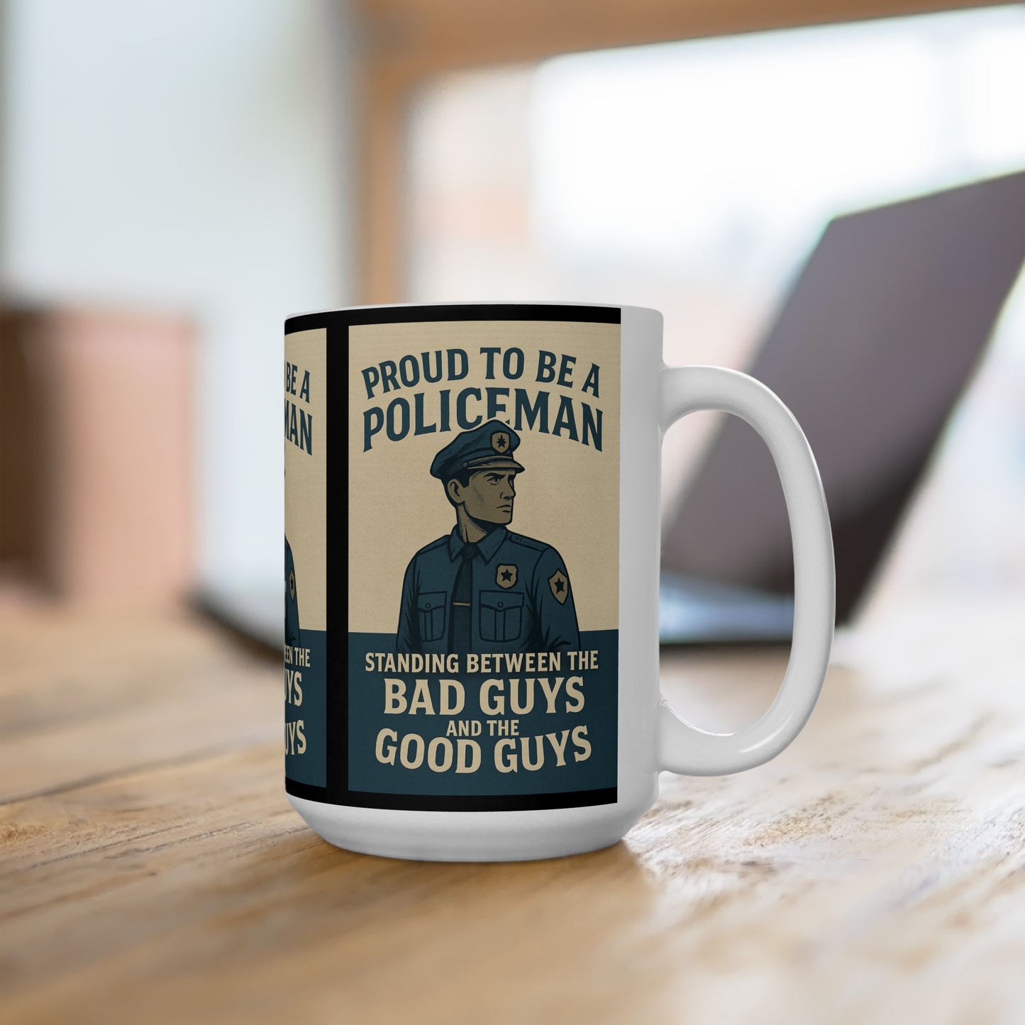 Proud Policeman Ceramic Mug - Perfect Gift for Law Enforcement Officers, Unique Coffee Cup, Support Police, Blue Lives Matter, 11oz, 15oz