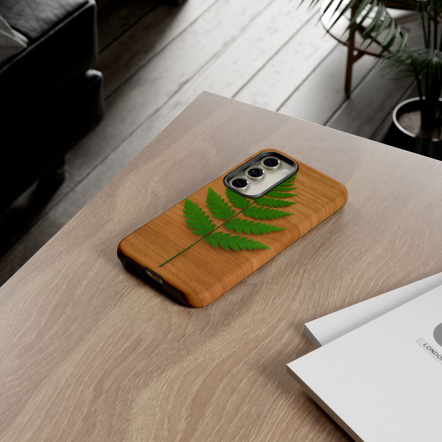 Wooden Fern Phone Case - Eco-Friendly Tough Cases for Nature Lovers, Unique Gift, Customizable Design, Nature-Themed Accessories
