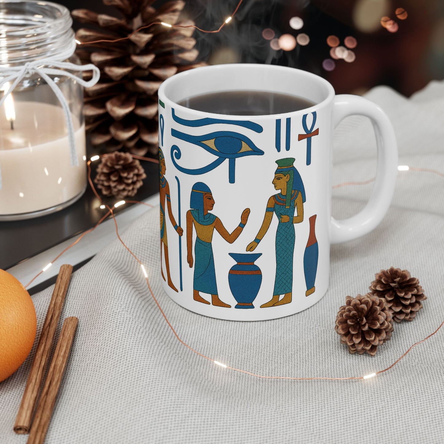 Ancient Egyptian Ceramic Mug, Art Deco Mug, Unique Coffee Cup, Gift for History Lovers, Home Decor, Egyptian