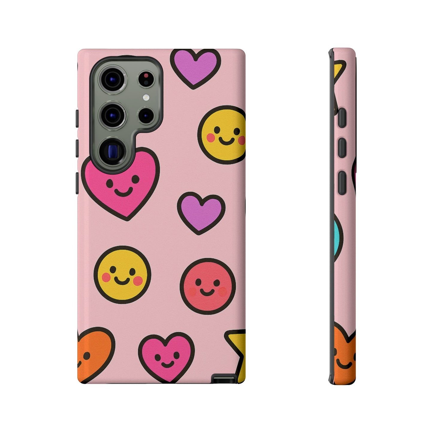 Cute Phone Case with Smiley Faces and Hearts, Fun Gift for Kids and Teens, Cellphone Protector, Birthday Present, Cute Accessories
