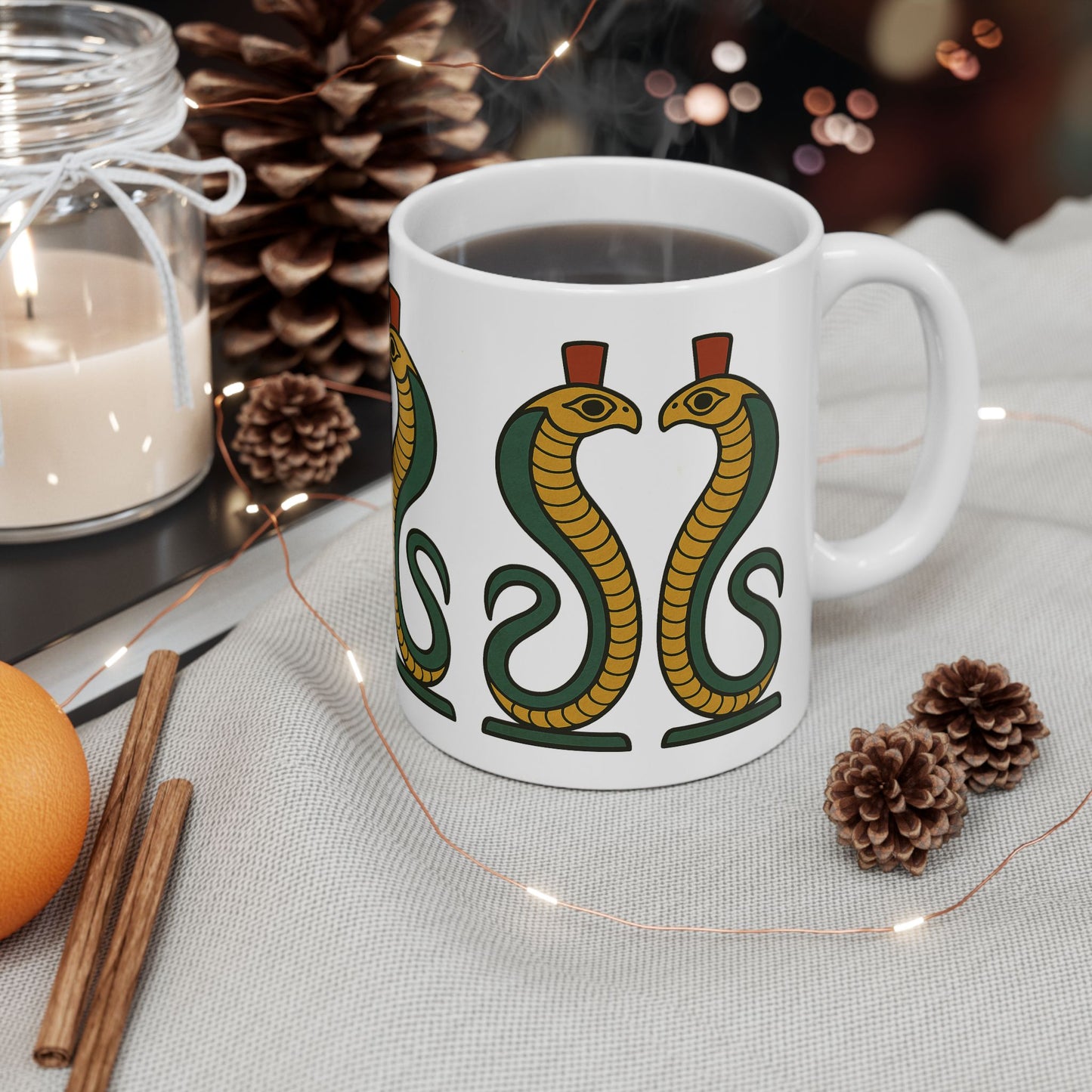 Unique Egyptian Cobra Ceramic Mug - Great for Coffee Lovers, Gift for Birthdays, Holidays, or Home Decor