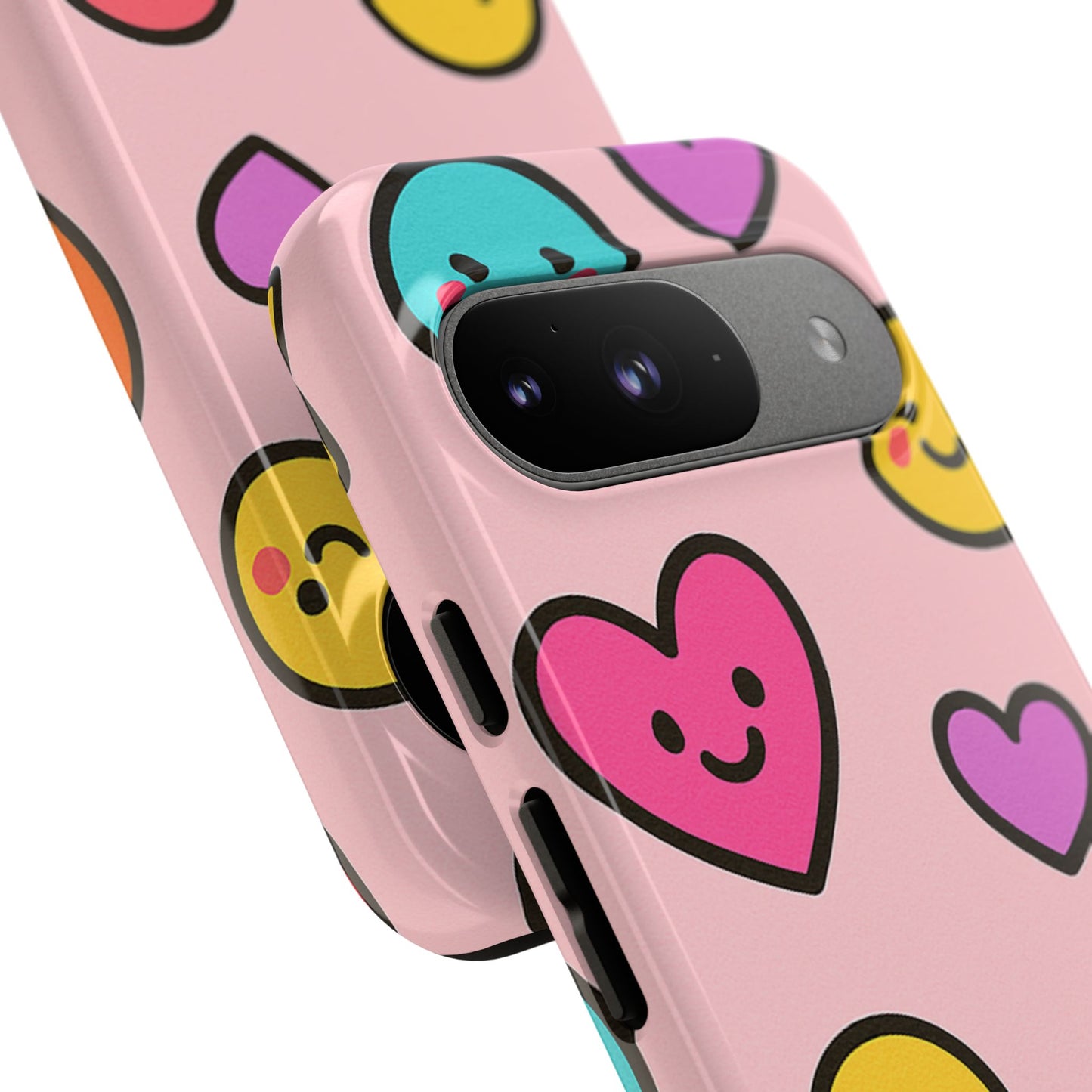 Cute Phone Case with Smiley Faces and Hearts, Fun Gift for Kids and Teens, Cellphone Protector, Birthday Present, Cute Accessories